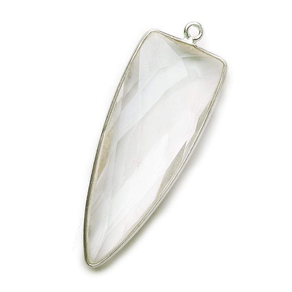 42x16mm Silver .925 Bezel Clear Quartz Point 1 ring Pendant 1 piece