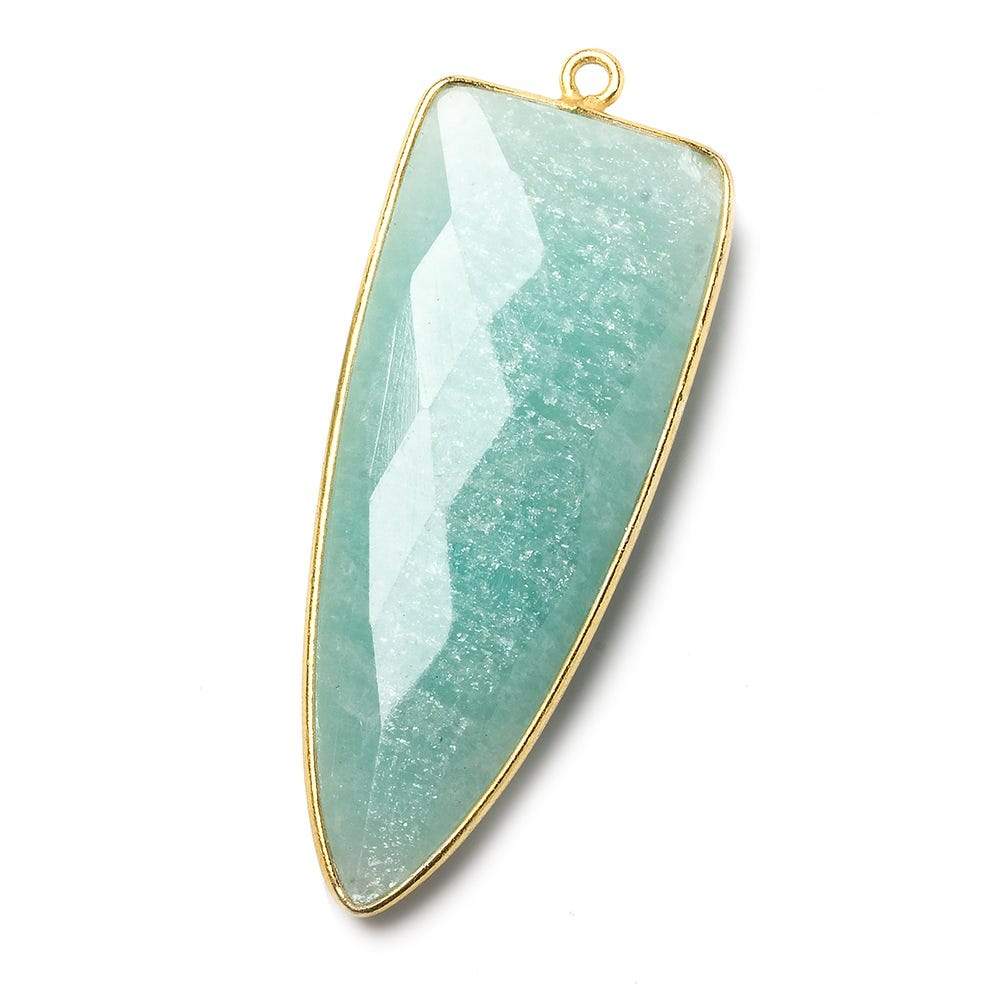 42x16mm Vermeil Bezel Amazonite faceted point 1 focal bead