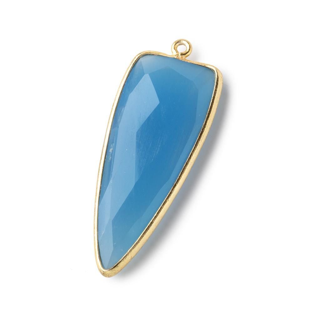 42x16mm Vermeil Bezel Tropical Blue Chalcedony Point 1 ring Pendant 1 piece