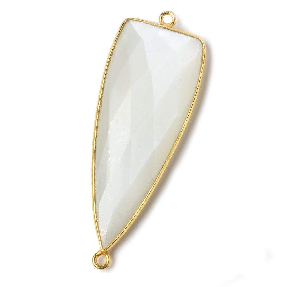 42x16mm Vermeil Bezel White Moonstone Point 2 ring Connector 1 piece