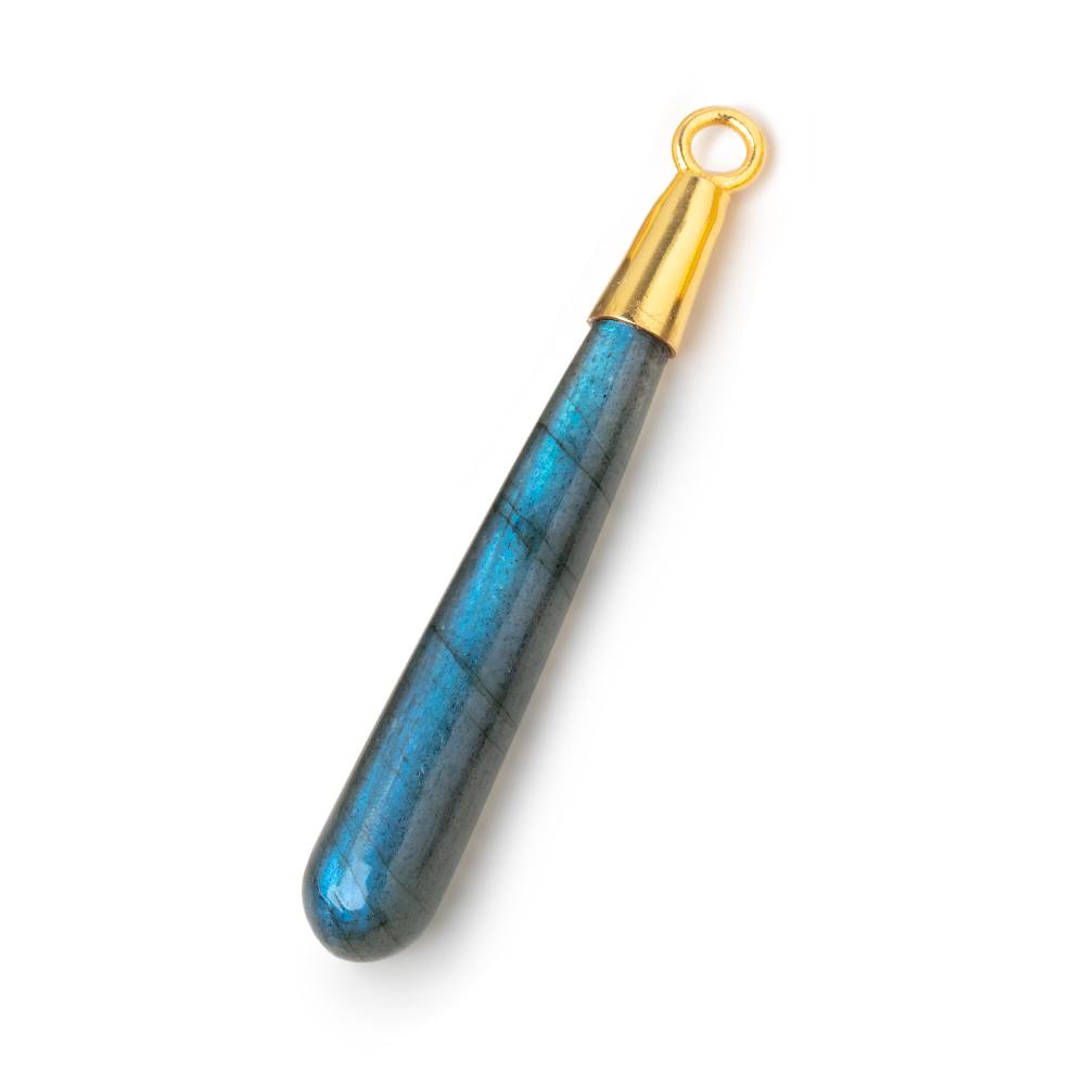 42x7mm Vermeil Capped Labradorite Plain Tear Drop Pendant 1 piece
