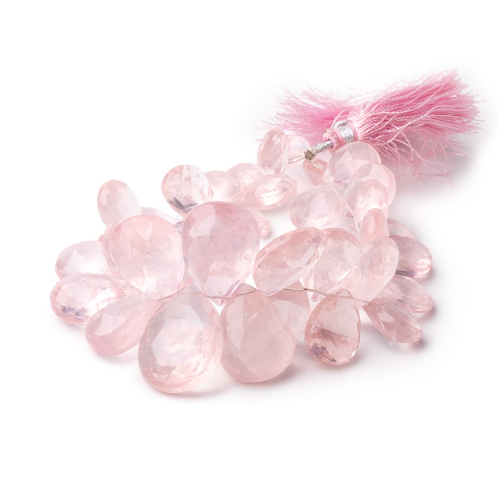 14x11-24x18mm Rose Quartz Faceted Pear Beads 7.5 inch 36 pieces