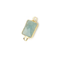 11x8mm Vermeil Bezel Milky Aquamarine Faceted Rectangle Connectors 1 piece