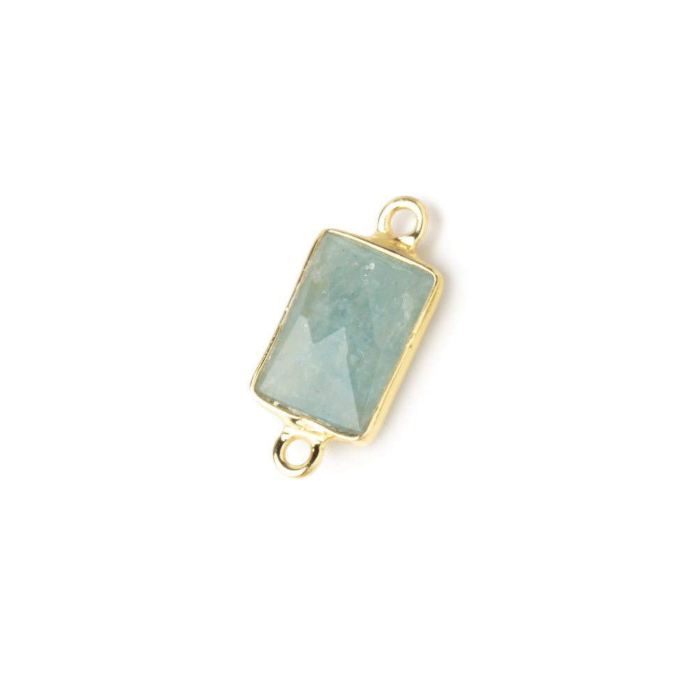 11x8mm Vermeil Bezel Milky Aquamarine Faceted Rectangle Connectors 1 piece