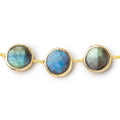 12mm Vermeil Bezel Labradorite Faceted Coin Beads 6.5 inch 11 pieces