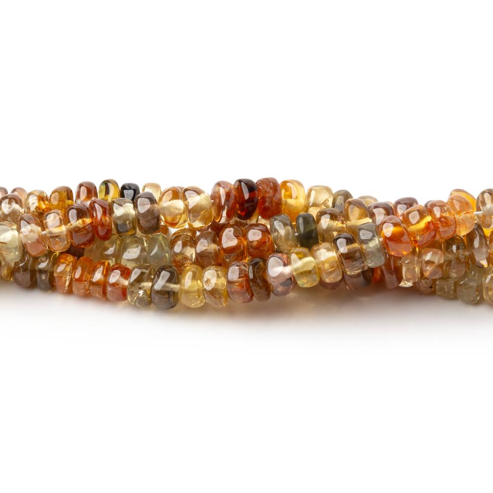 3-4mm Multi Color Golden Zircon Plain Rondelle Beads 17 inch 212 pieces AA