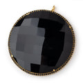 43mm Vermeil & Black CZ Bezel Black Chalcedony Coin Pendant 1 Focal Bead