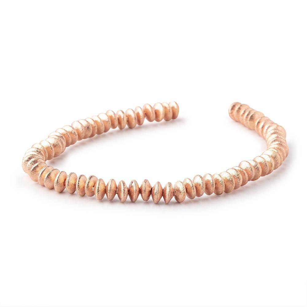 6mm Rose Gold plated Copper Brushed Disc Beads 8 inch 66 pieces