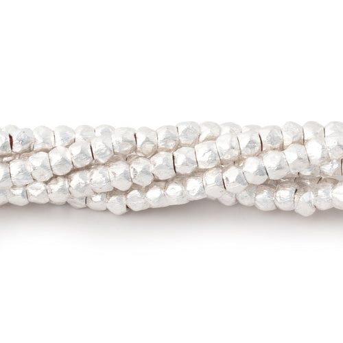 3mm Brushed Hand Cut Faceted Nugget Beads