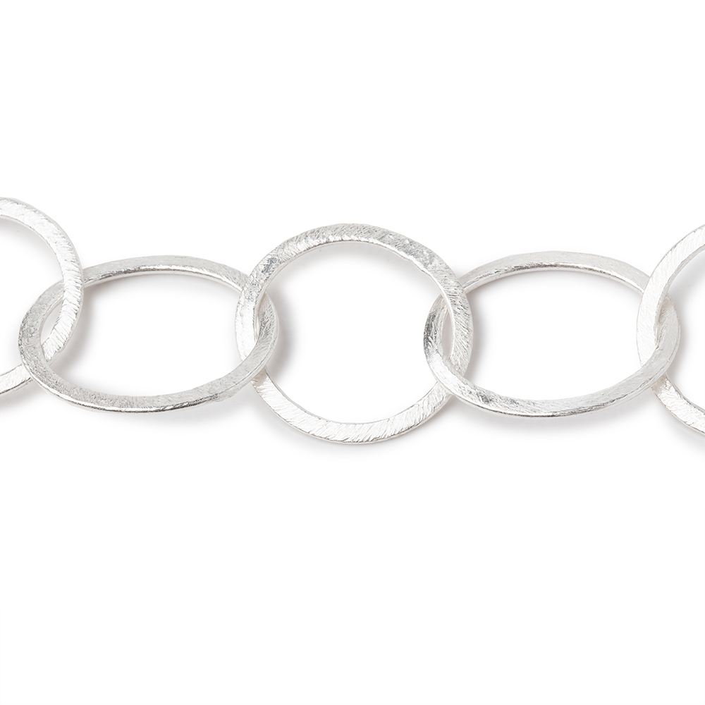 28x23mm and 21mm Silver plated Brushed Oval and Round Link Chain by the foot