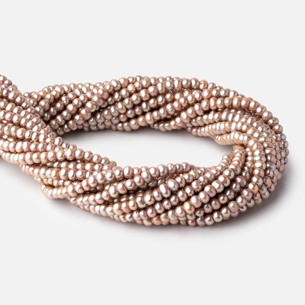 5mm Rosé Champagne 2.5mm Large Hole Off Round Pearls 15 inch 115 Beads