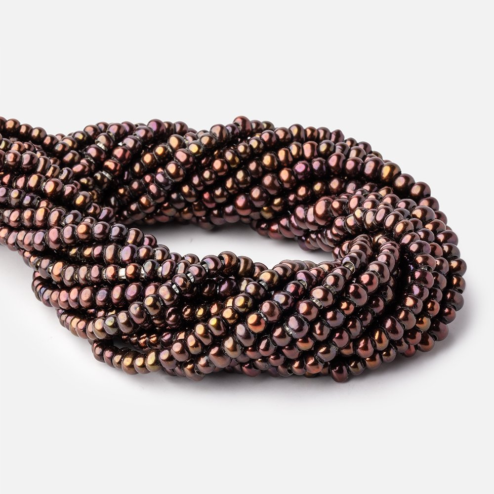 5mm Chocolate Raspberry 2.5mm Large Hole Off Round Pearls 15 inch 122 Beads