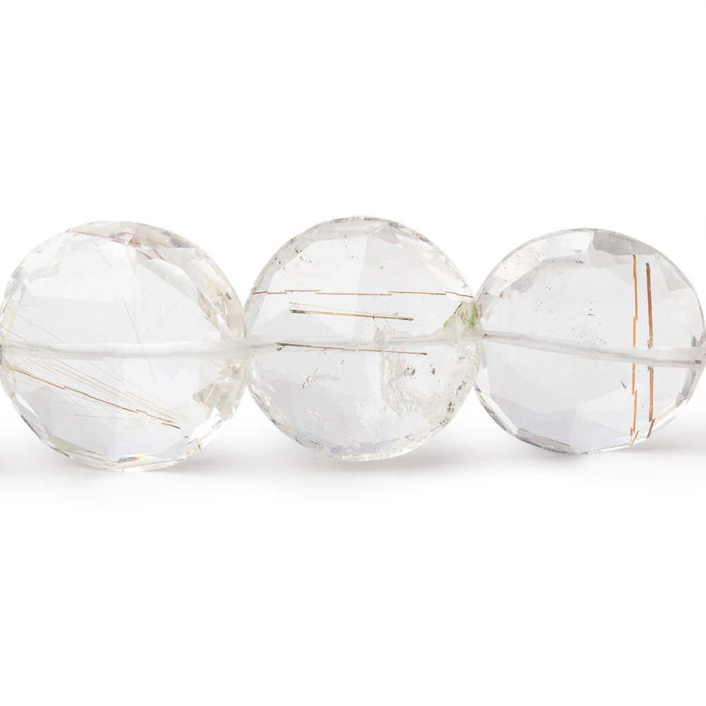 16-19mm Rutilated Quartz Faceted Coin Beads 8.5 inch 13 pieces