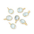 7x6mm Vermeil Bezel Aquamarine Rose Cut Oval Pendant 1 piece