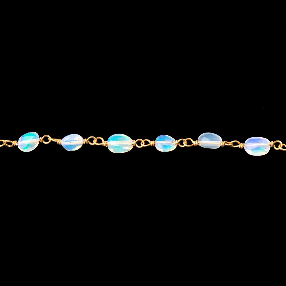 4.5-6.5mm Ethiopian Opal Plain Nuggets on Vermeil Chain