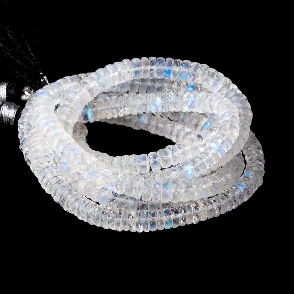 4.5-6mm Rainbow Moonstone Faceted Heishi Beads 10 inch 110 pieces AAA