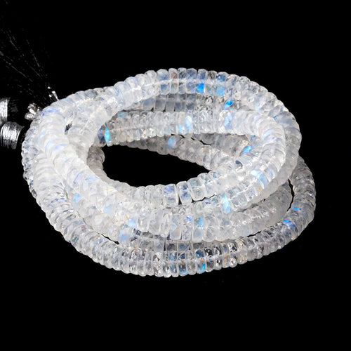 4.5-6mm Rainbow Moonstone Faceted Heishi Beads 10 inch 110 pieces AAA
