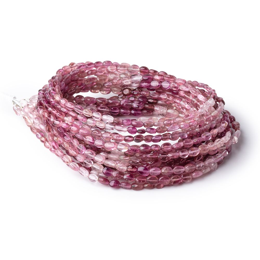 4.5-6mm Shaded Pink Tourmaline Plain Oval Beads 16 inch 81 pieces AA