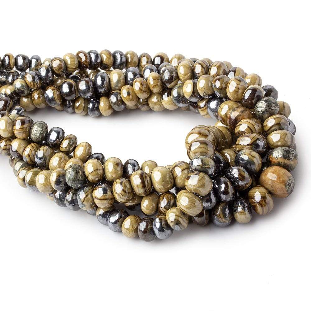 4.5-8mm Schalenblende plain rondelles 8 inch 47 beads AA rare
