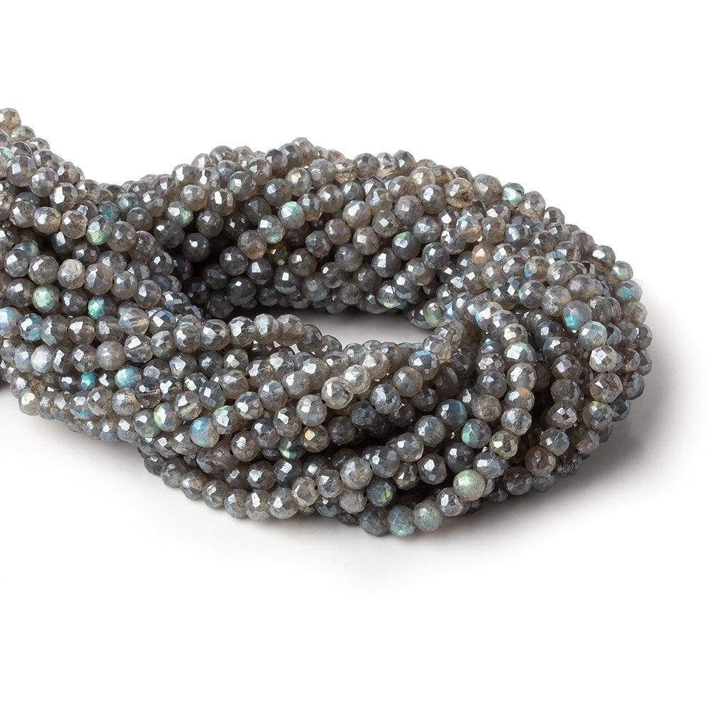 4.5-5 mm Mystic Labradorite Hand Faceted Rounds 13 inch 80 beads