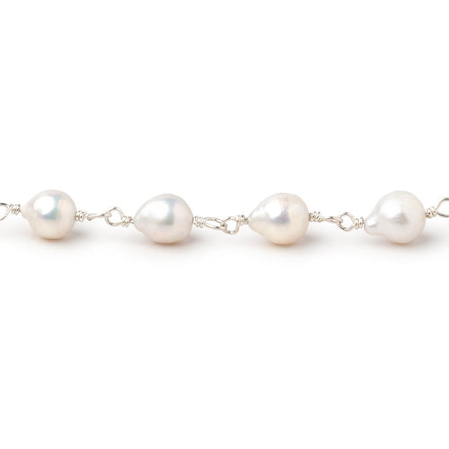6x5.5-6.5x6mm Off White Petite Ultra Baroque Pearls on .925 Silver Chain