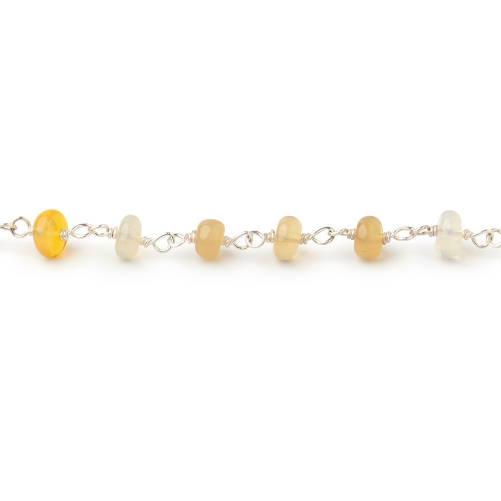 4.5mm Ethiopian Opal Plain Rondelles on .925 Silver Chain