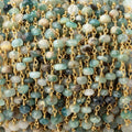 4.5mm Multi Color Sapphire Faceted Rondelles on Gold Plated Chain