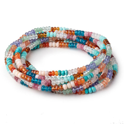 4.5mm Multi Gemstone Plain Rondelle Beads 36 inch 330 pieces AA