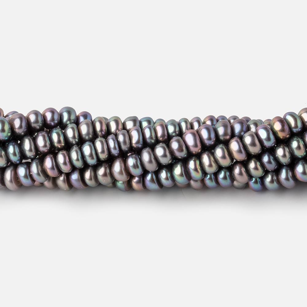 4.5mm Peacock Center Drilled Button Freshwater Pearls 16 inch 142 Beads AA