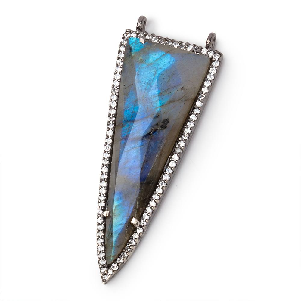 45x18mm Black Gold CZ Bezel Labradorite Faceted Point Connector 1 Focal