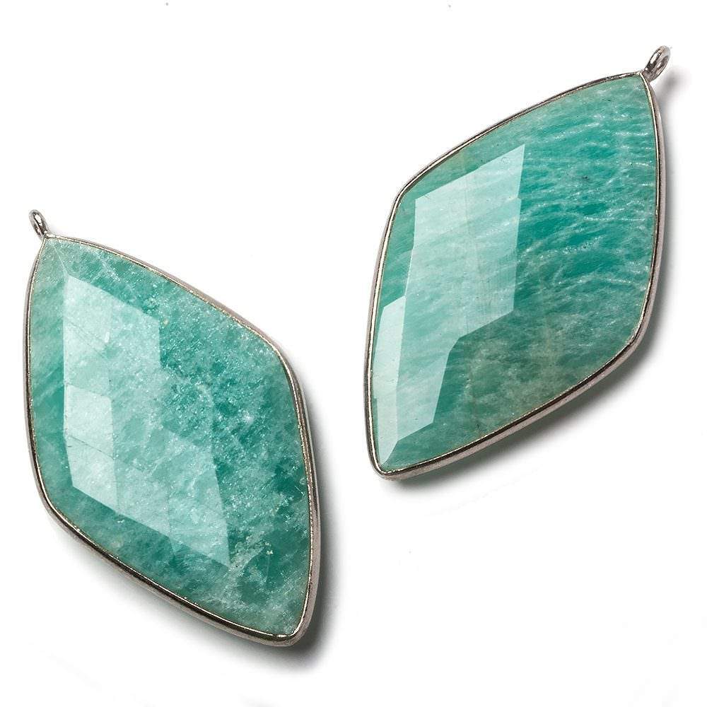 45x24mm Black Gold .925 Bezel Amazonite faceted Kite Pendant 1 piece