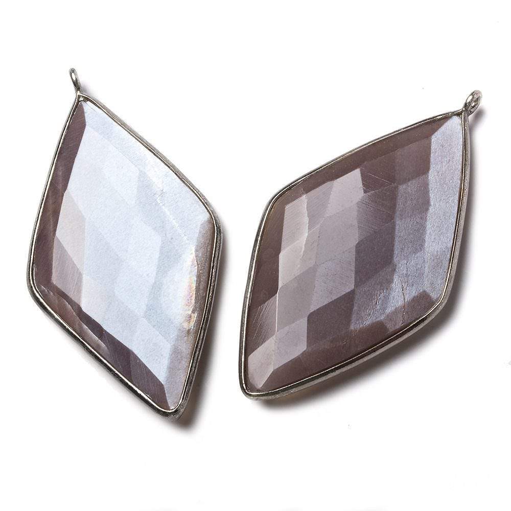 45x24mm Black Gold .925 Bezel Chocolate Moonstone faceted Kite Pendant 1 piece