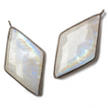 45x24mm Dark Silver Bezel Rainbow Moonstone faceted Kite Pendant 1 piece