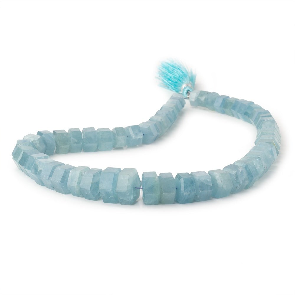 4.5x6.5-7.5x12mm Aquamarine Faceted Hexagon Beads 13 inch 59 pieces AA