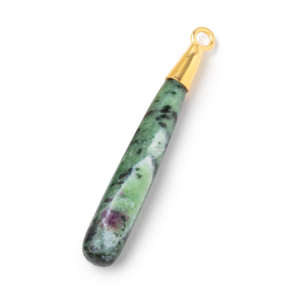 45x7mm Vermeil Capped Ruby in Zoisite Plain Tear Drop Pendant 1 piece