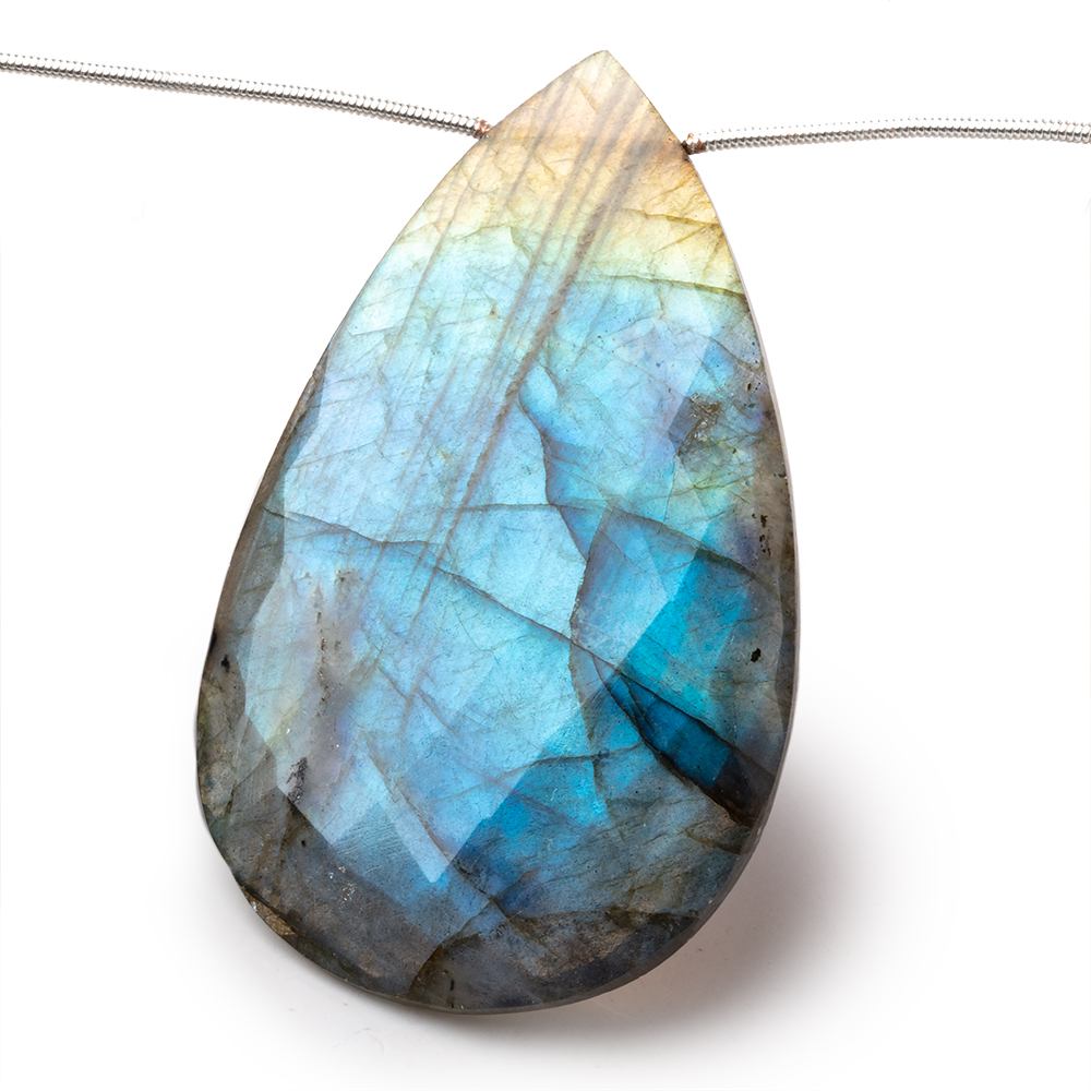 46x23-54x32mm Labradorite Faceted Pear Beads 6 inch 6 pieces AA