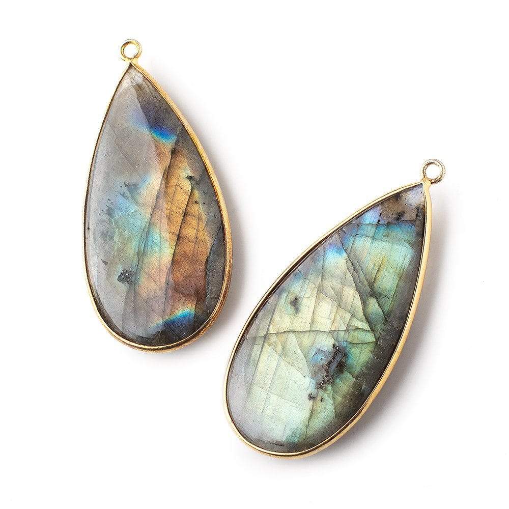 46x23mm Vermeil Bezel Labradorite plain pear Pendant 1 focal bead