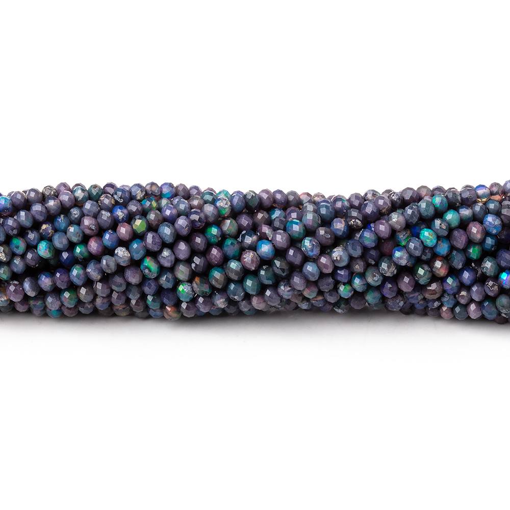 2.5mm Ethiopian Black Opal Micro Faceted Rondelle Beads 12.5 inch 166 pieces AA