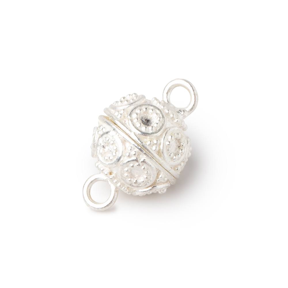 12mm Sterling Silver Circle Miligrain Ball Magnetic Clasp 1 piece