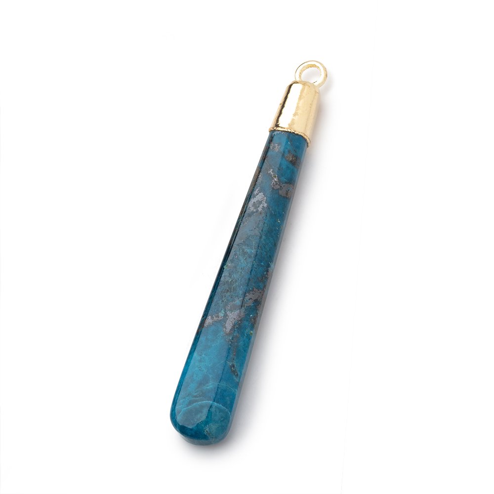38-41mm Gold Leafed Chrysocolla Pear Pendant 1 focal piece