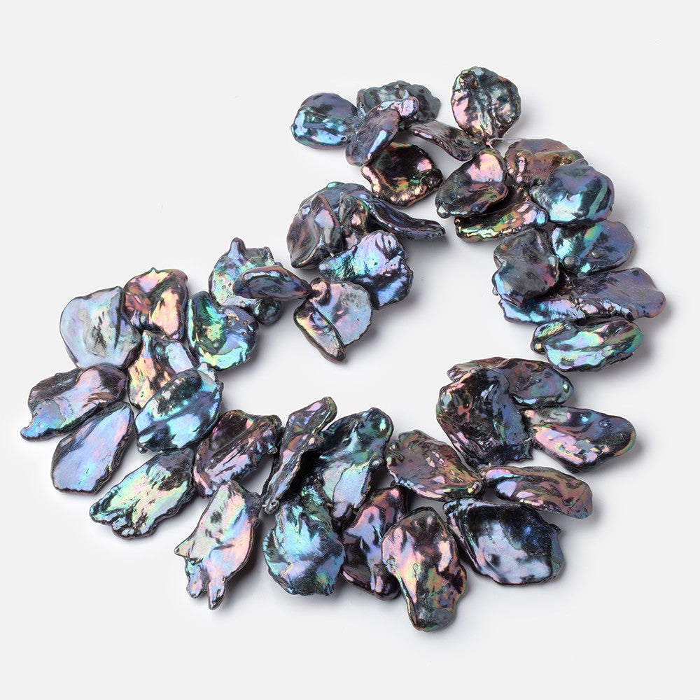 25x17-40x26mm Peacock Top Drill Ultra Keshi Freshwater Pearls 17 inch 44 Beads