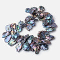 25x17-40x26mm Peacock Top Drill Ultra Keshi Freshwater Pearls 17 inch 44 Beads