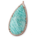 49x25mm Antique Rose Gold CZ Bezel Amazonite Pear Pendant 1 Focal Bead