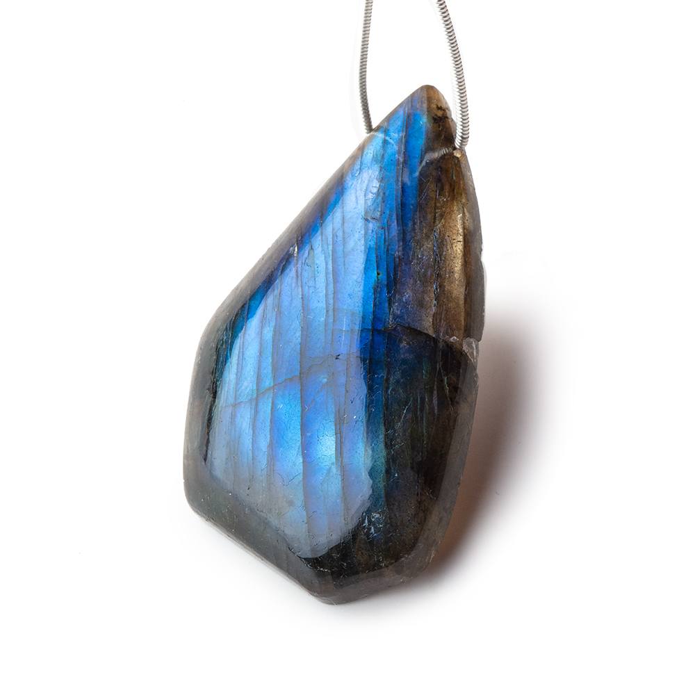 49x27x9mm Neon Blue Labradorite fancy shape focal bead 1 piece