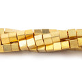 4mm 22kt Gold Plated Shiny Cube Beads 8 inch 50 pieces