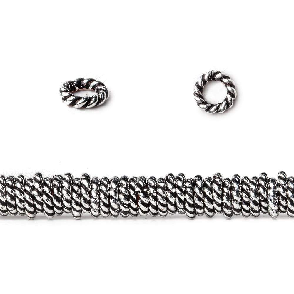 4mm Antiqued Sterling Silver Plated Copper Twisted Jumpring 8 inch 170 pcs