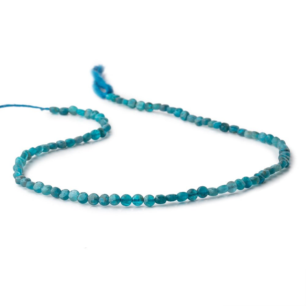 4mm Apatite Checkerboard Faceted Calibrated Coin Beads 12.25 inch 85 pieces
