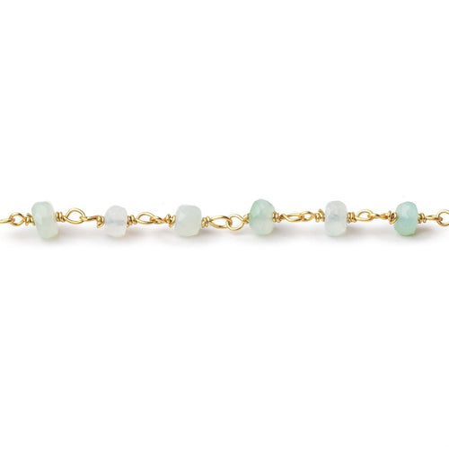 4mm Blue Peruvian Opal Faceted Rondelle Beads on Vermeil Chain