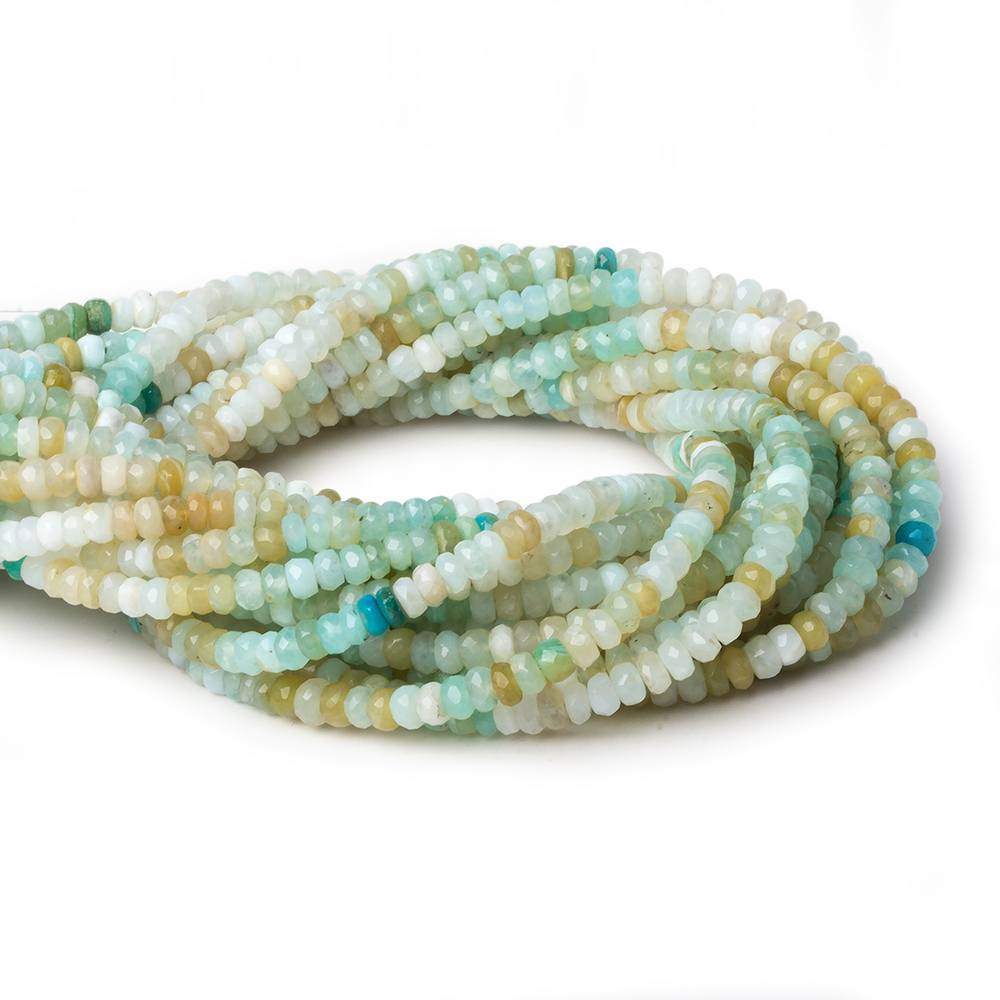 3mm Blue Peruvian Opal Faceted Rondelles 14 inch 140 Beads