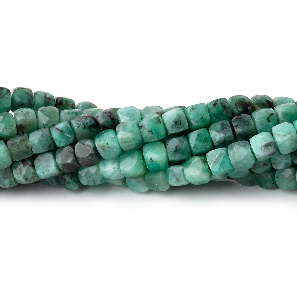 4mm Brazilian Emerald Micro Faceted Cube Beads 12.5 inch 84 pieces